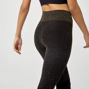 PHAT BUDDHA Women's Rockettes Black Gold Glitter Leggings